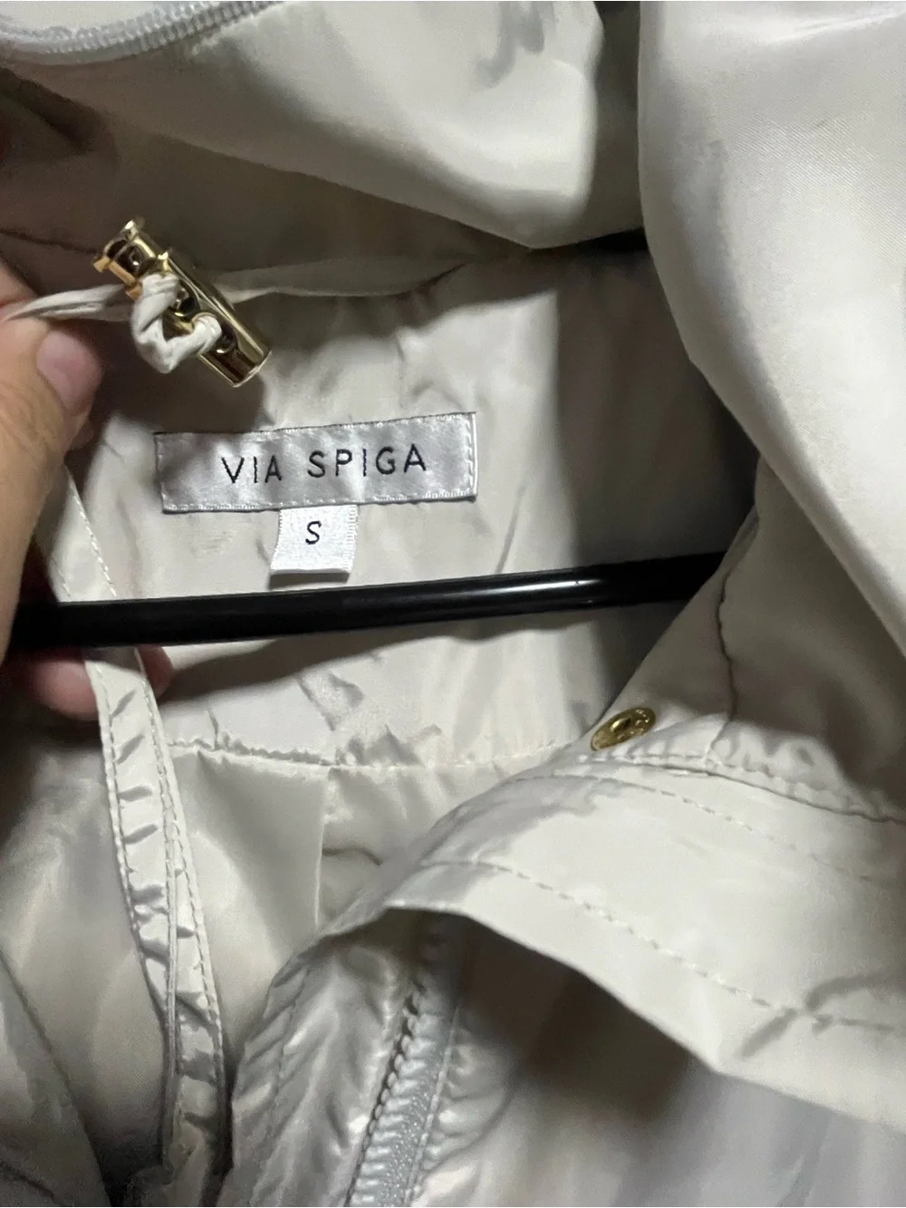 Via Spiga Cream Hooded Trench Coat